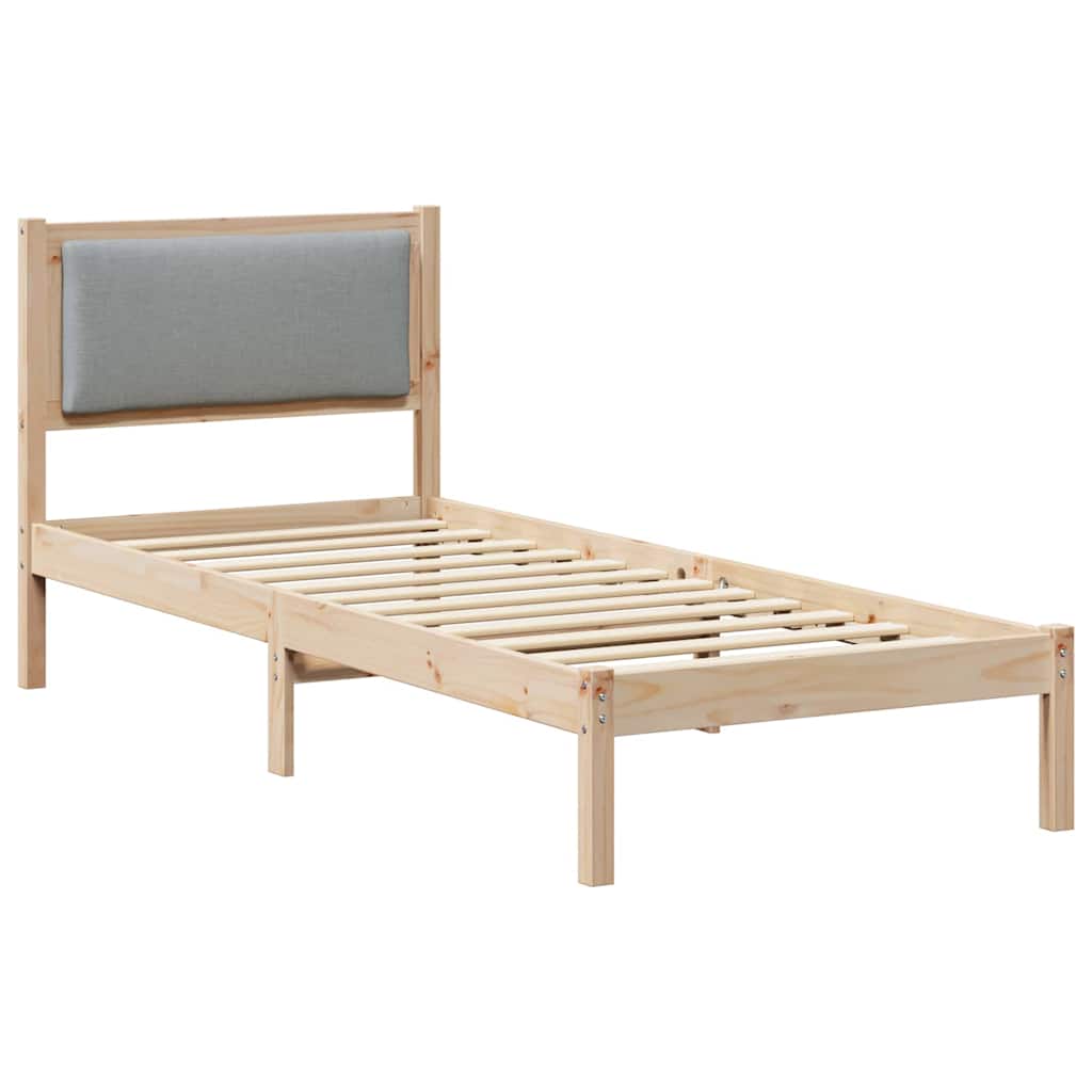 Ágykeret fejtámlával Világosszürke 80 x 200 cm Tömör fenyőfa