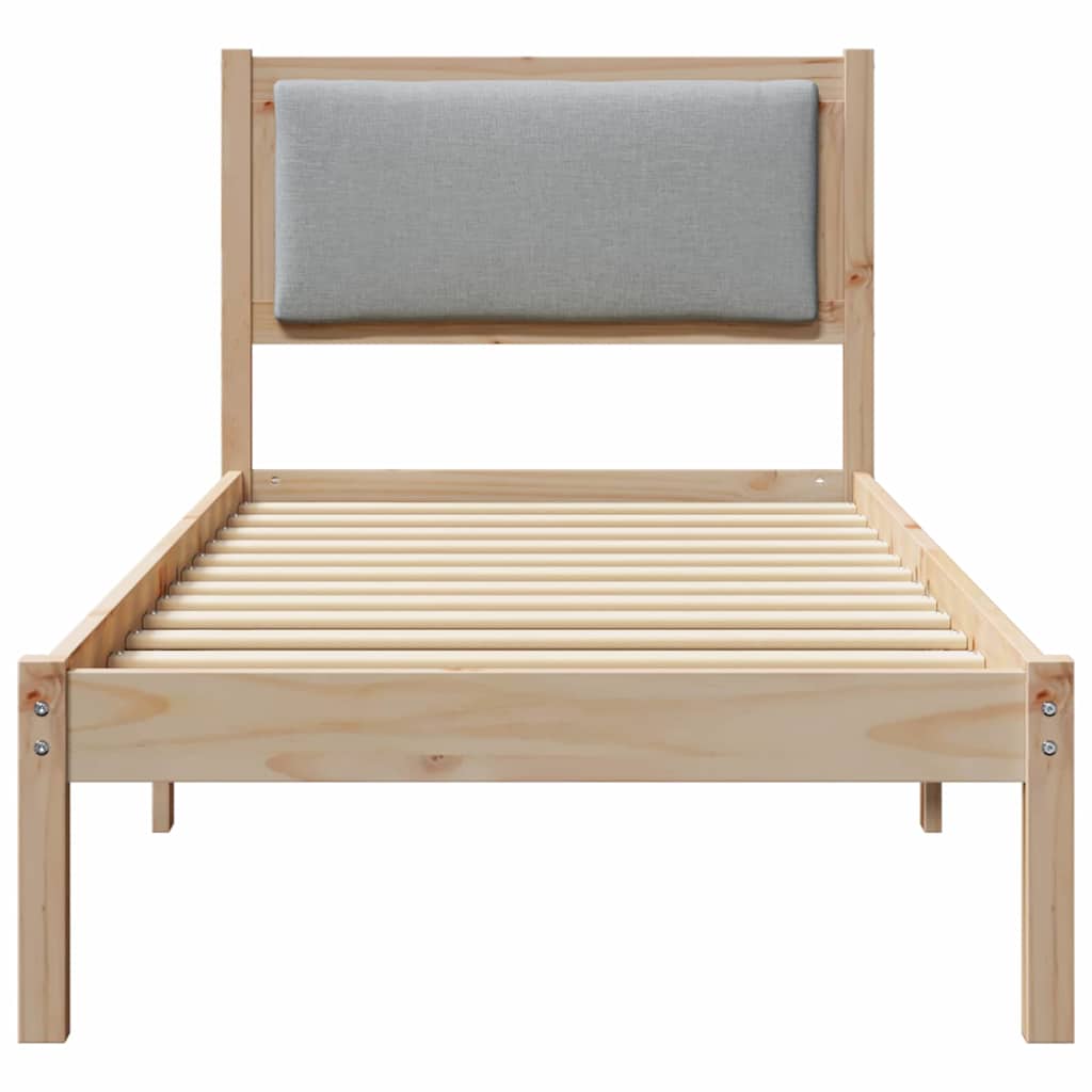 Ágykeret fejtámlával Világosszürke 80 x 200 cm Tömör fenyőfa