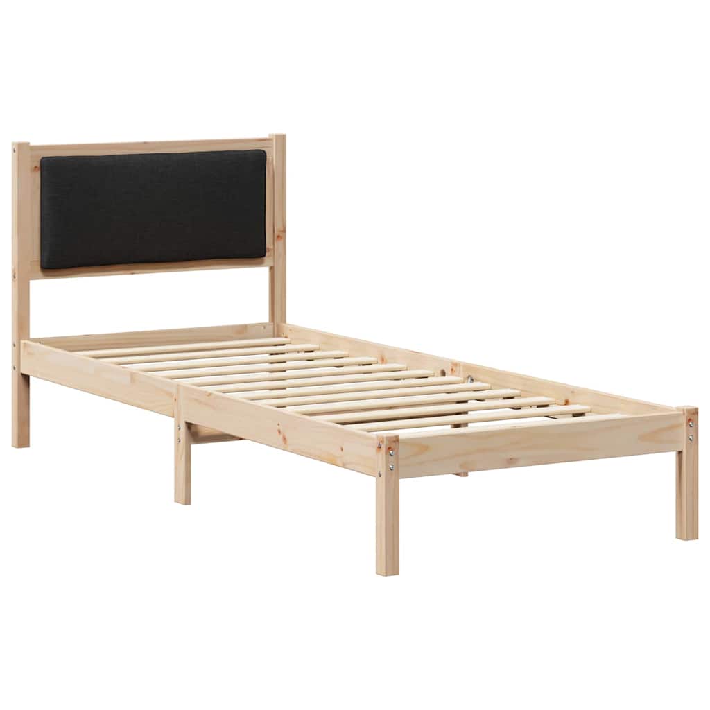 Ágykeret fejtámlával Fekete 80 x 200 cm Tömör fenyőfa