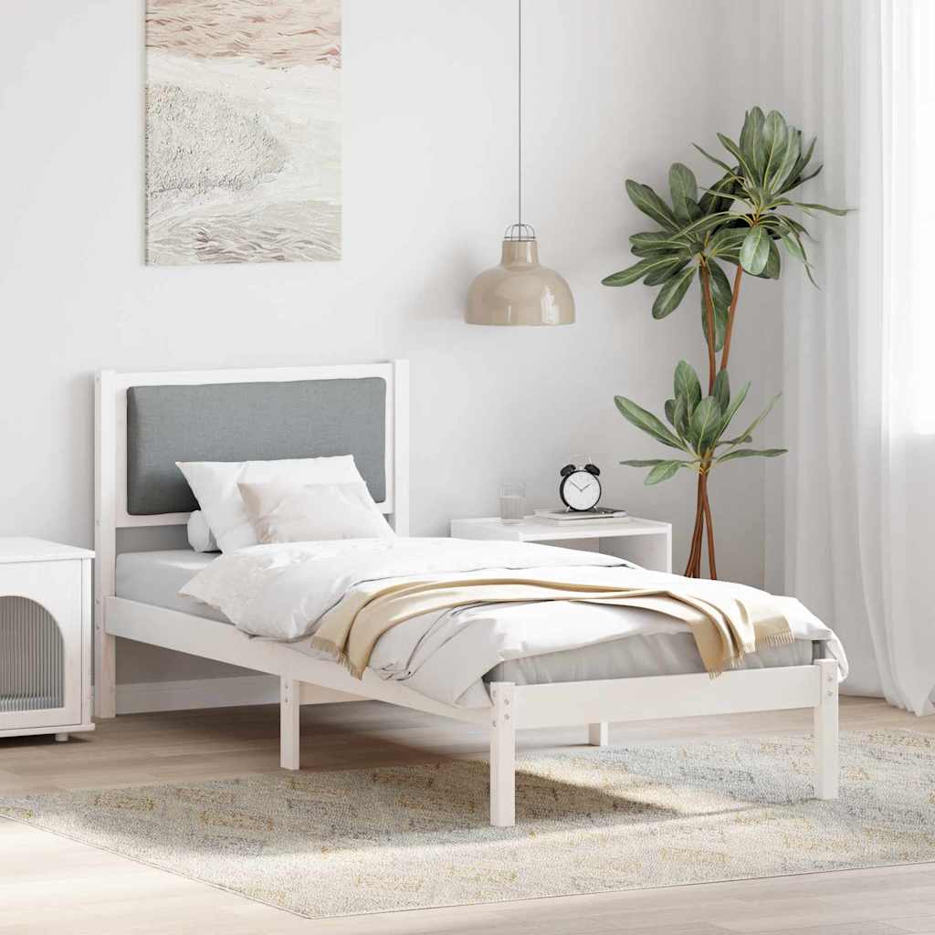 Ágykeret fejtámlával Világosszürke 80 x 200 cm Tömör fenyőfa