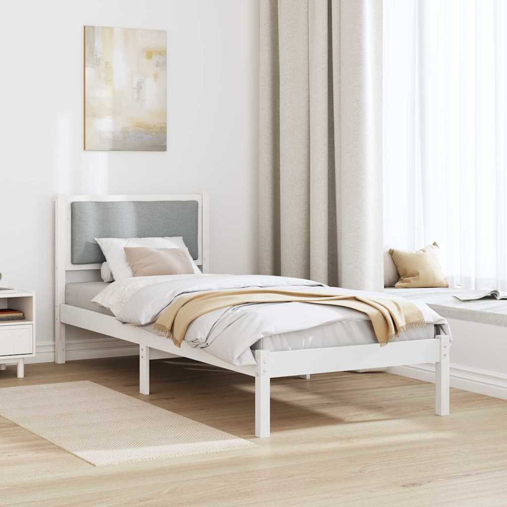 Ágykeret fejtámlával Világosszürke 80 x 200 cm Tömör fenyőfa