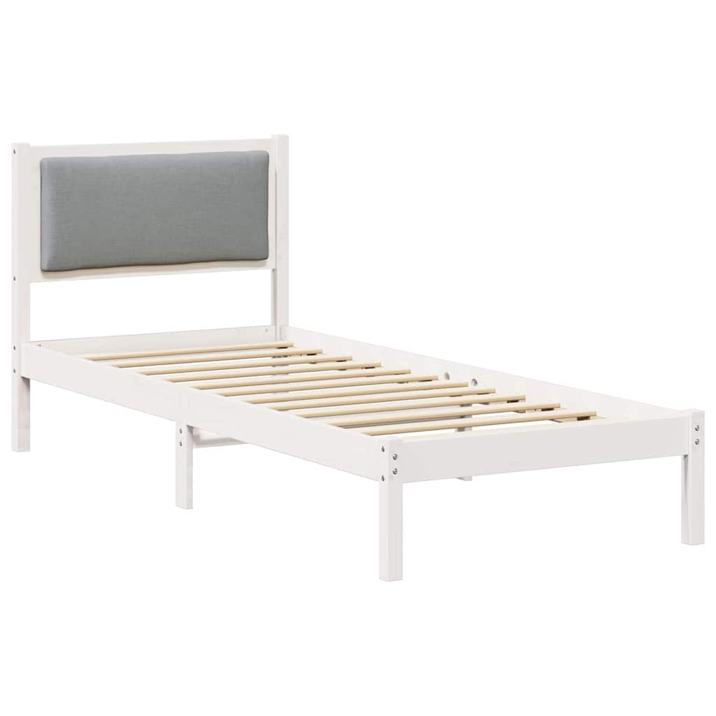 Ágykeret fejtámlával Világosszürke 80 x 200 cm Tömör fenyőfa
