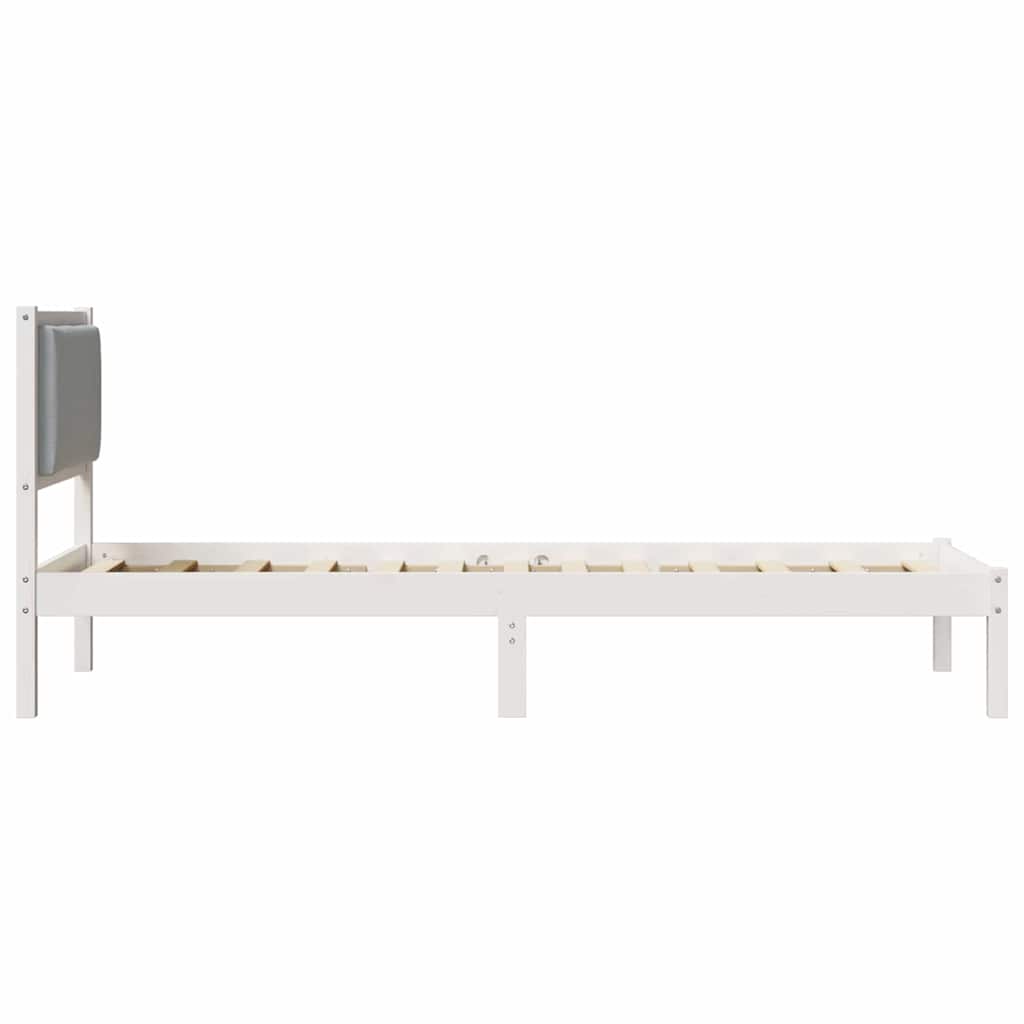 Ágykeret fejtámlával Világosszürke 80 x 200 cm Tömör fenyőfa