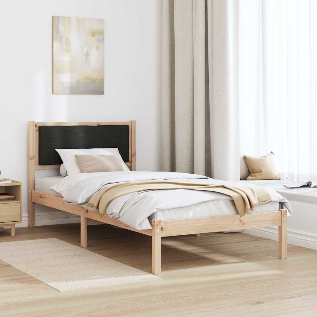 Ágykeret fejtámlával Fekete 90 x 190 cm Tömör fenyőfa