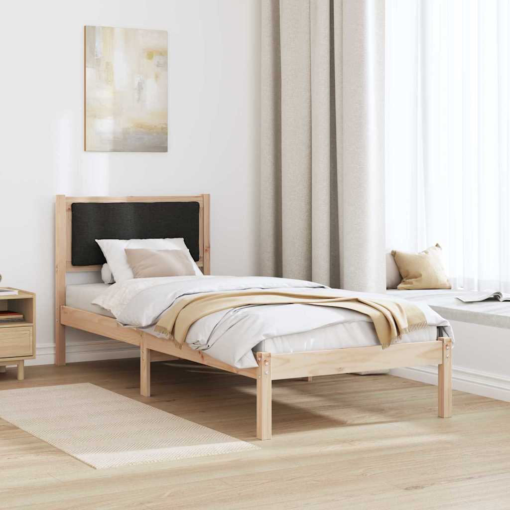 Ágykeret fejtámlával Fekete 80 x 190 cm Tömör fenyőfa
