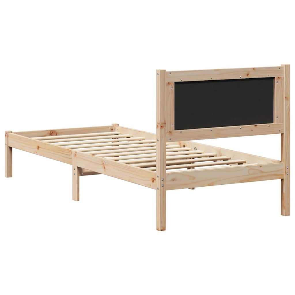 Ágykeret fejtámlával Fekete 80 x 190 cm Tömör fenyőfa