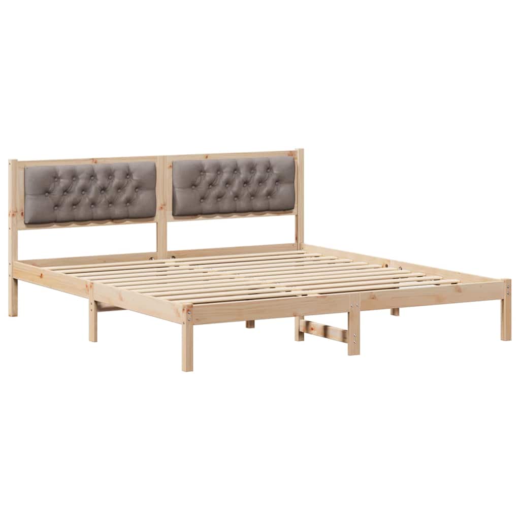 Ágykeret fejtámlával Tópszínű 160 x 200 cm Tömör fenyőfa