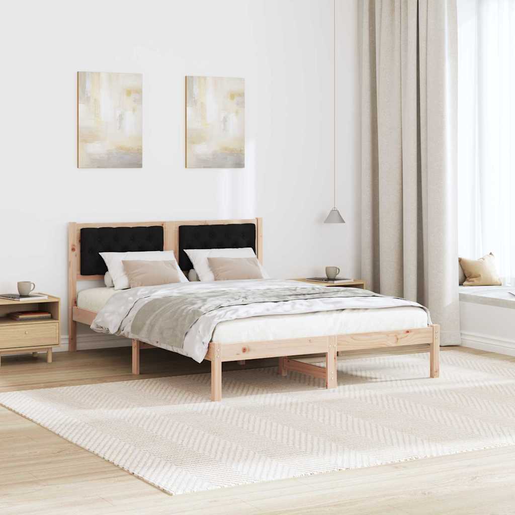 Ágykeret fejtámlával Fekete 140 x 200 cm Tömör fenyőfa