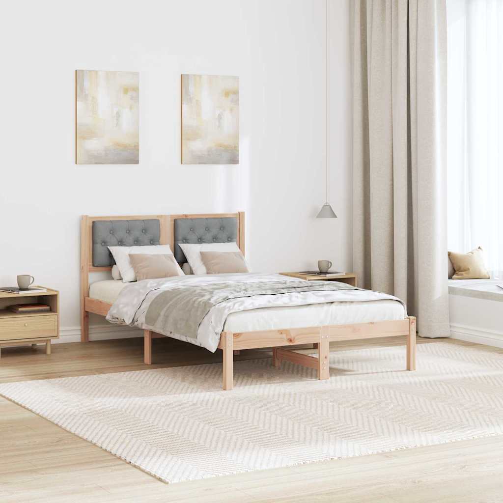 Ágykeret fejtámlával Világosszürke 120 x 200 cm Tömör fenyőfa