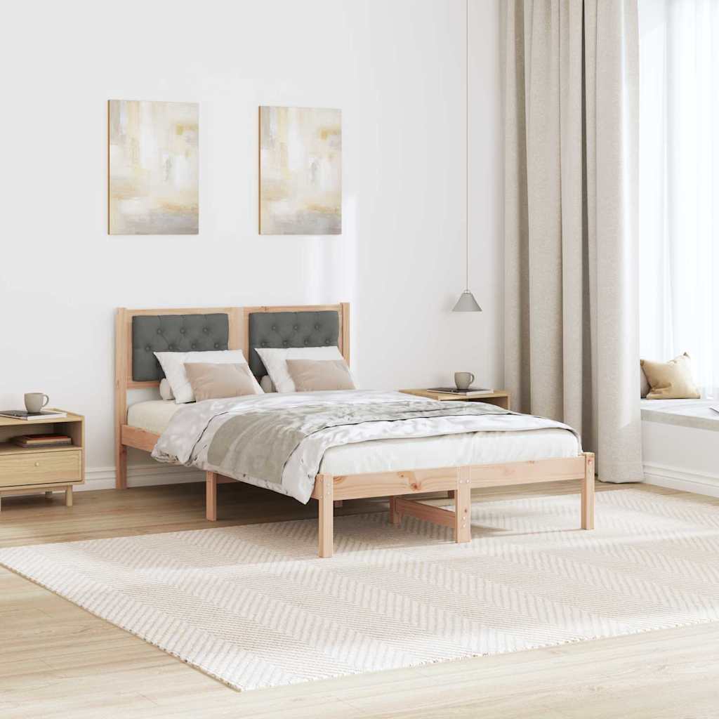 Ágykeret fejtámlával Sötétszürke 120 x 200 cm Tömör fenyőfa