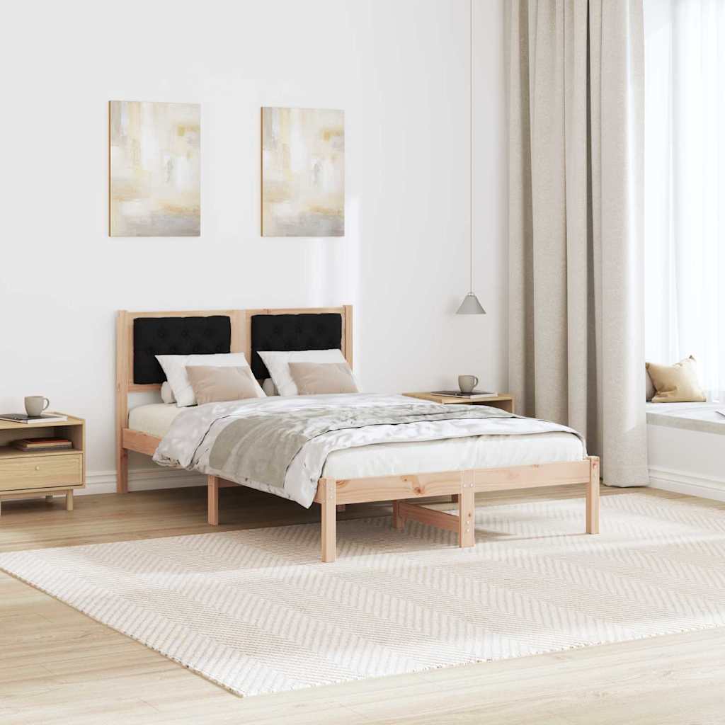 Ágykeret fejtámlával Fekete 120 x 200 cm Tömör fenyőfa