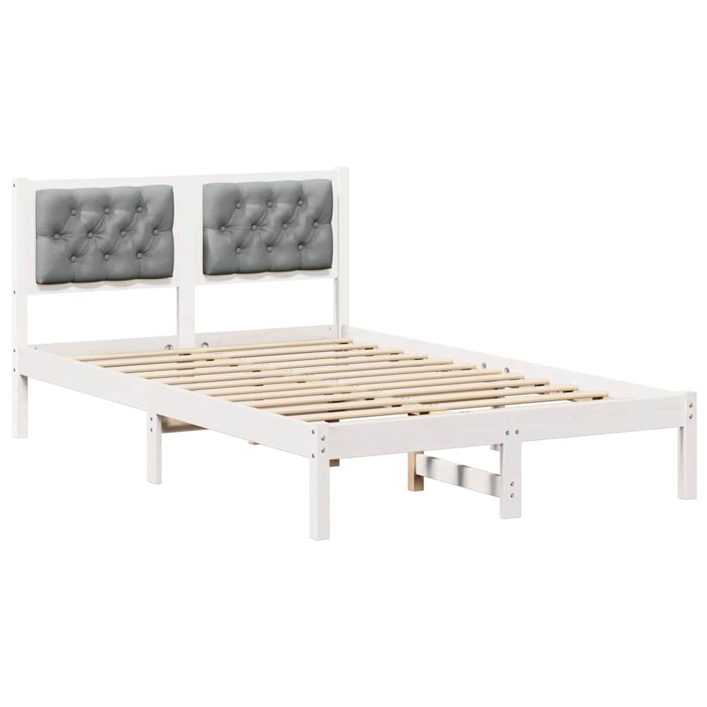 Ágykeret fejtámlával Világosszürke 120 x 200 cm Tömör fenyőfa