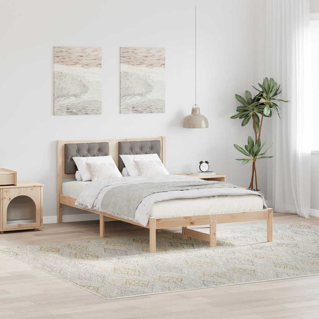 Ágykeret fejtámlával Tópszínű 135 x 190 cm Tömör fenyőfa