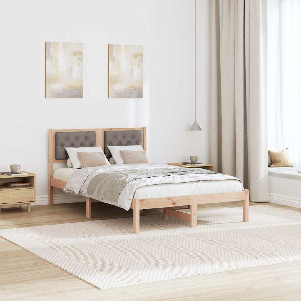 Ágykeret fejtámlával Tópszínű 135 x 190 cm Tömör fenyőfa