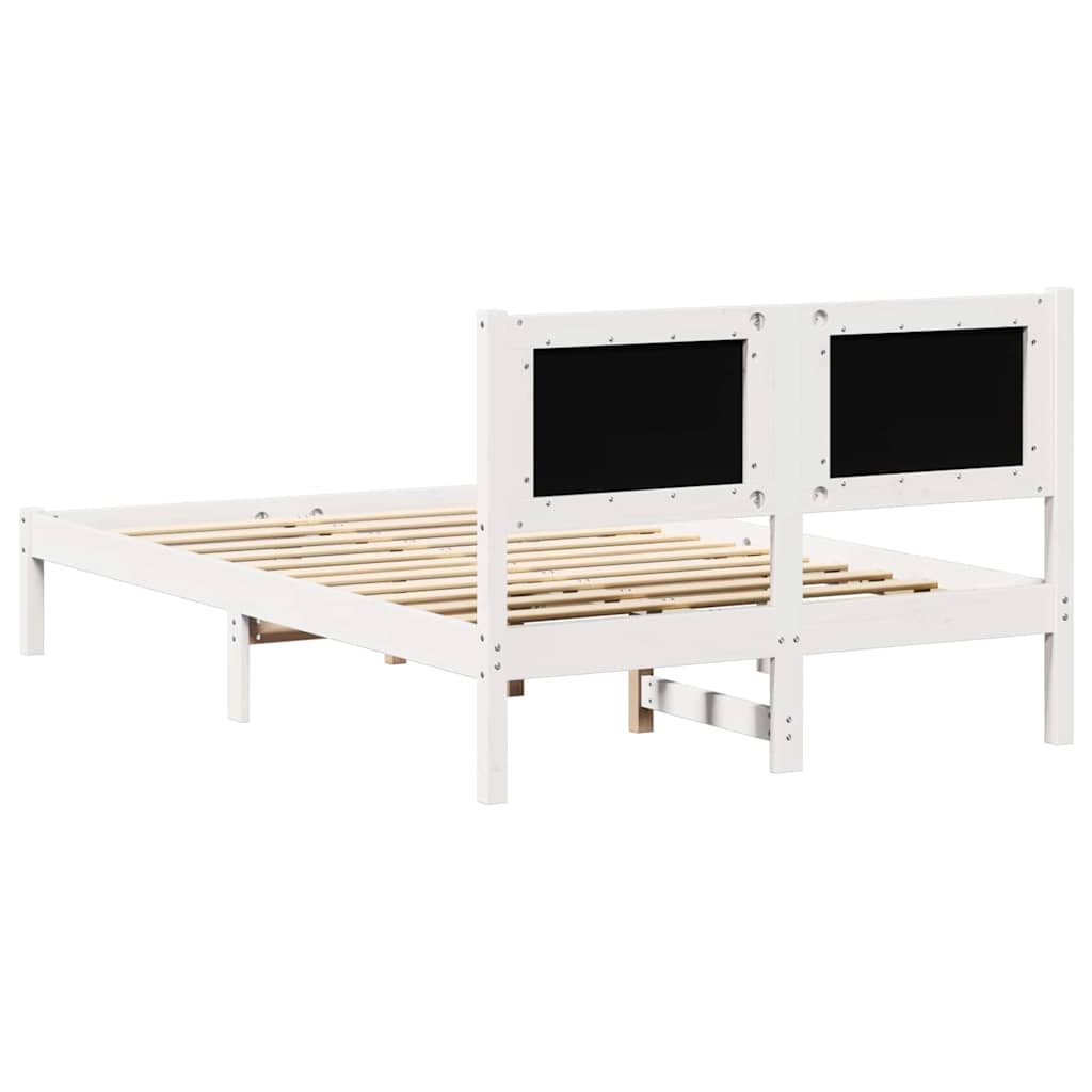Ágykeret fejtámlával Világosszürke 135 x 190 cm Tömör fenyőfa