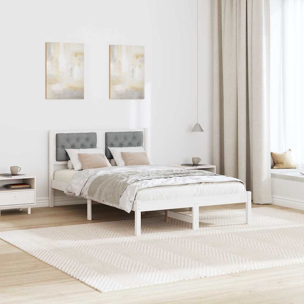 Ágykeret fejtámlával Világosszürke 120 x 190 cm Tömör fenyőfa