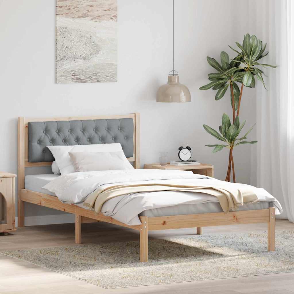 Ágykeret fejtámlával Világosszürke 100 x 200 cm Tömör fenyőfa