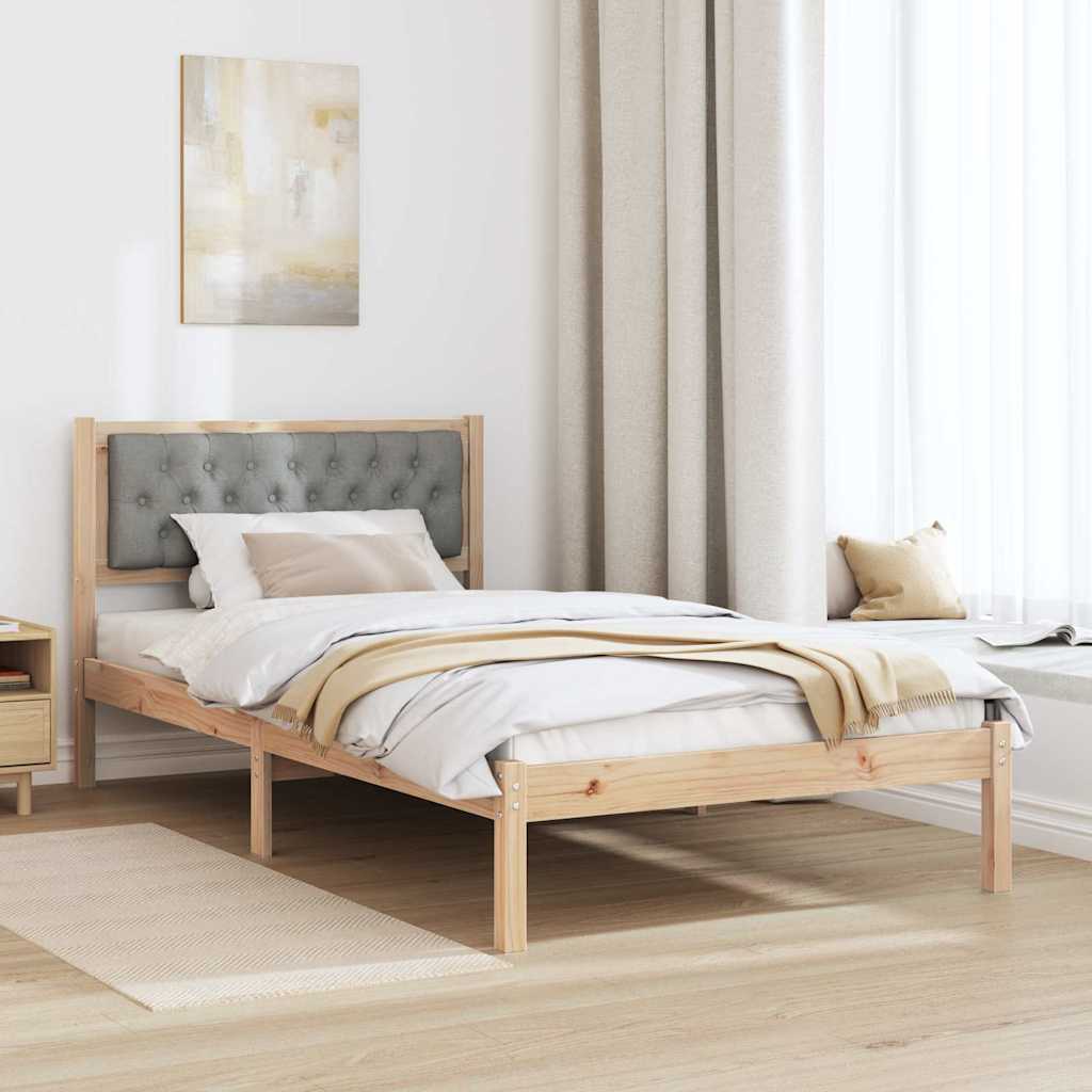 Ágykeret fejtámlával Világosszürke 100 x 200 cm Tömör fenyőfa