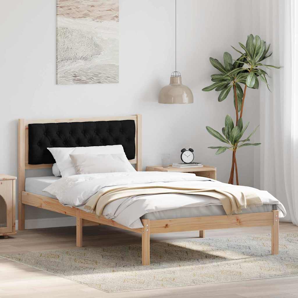 Ágykeret fejtámlával Fekete 100 x 200 cm Tömör fenyőfa