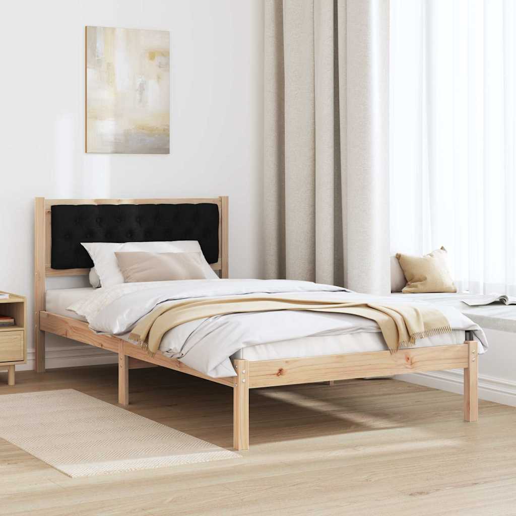 Ágykeret fejtámlával Fekete 100 x 200 cm Tömör fenyőfa