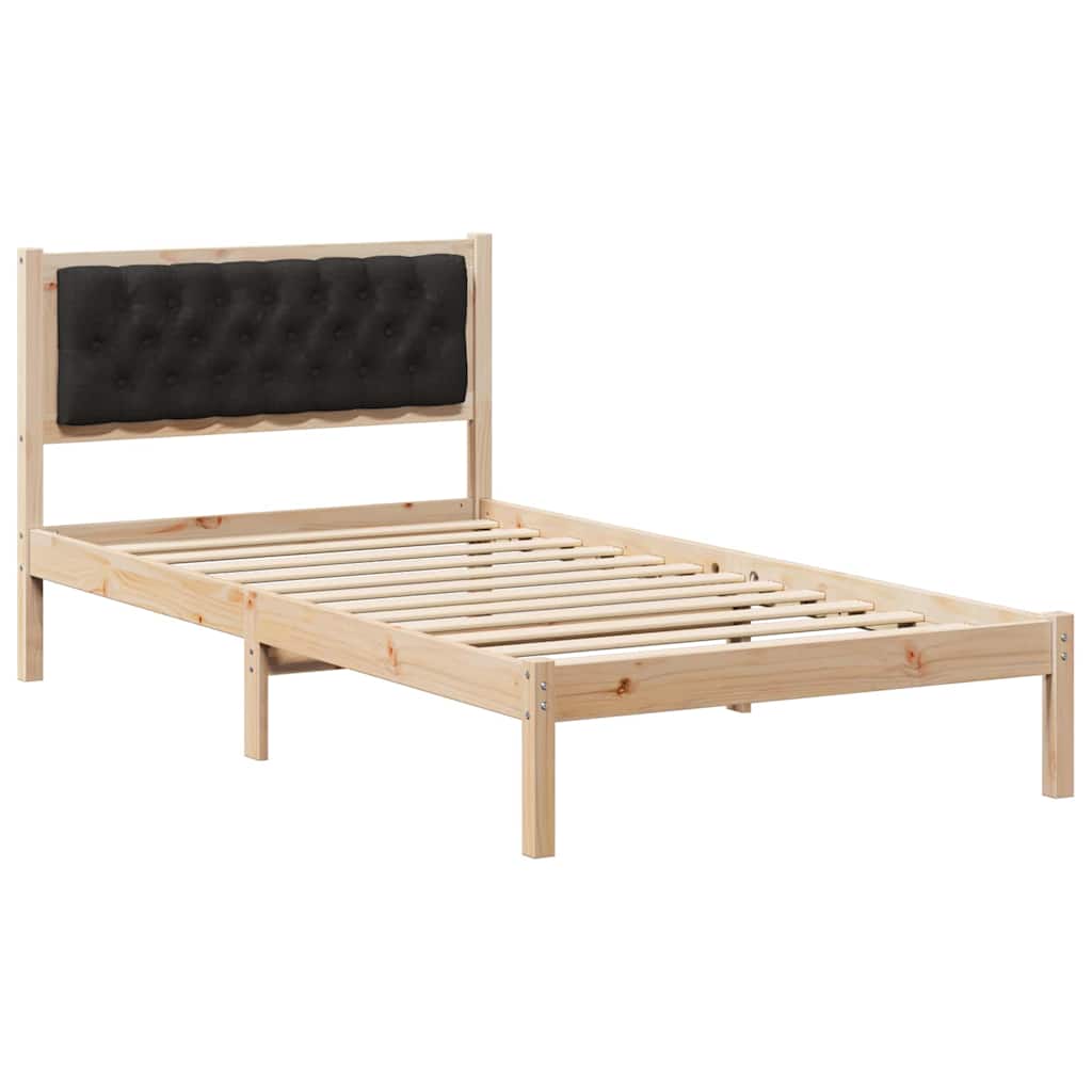 Ágykeret fejtámlával Fekete 100 x 200 cm Tömör fenyőfa