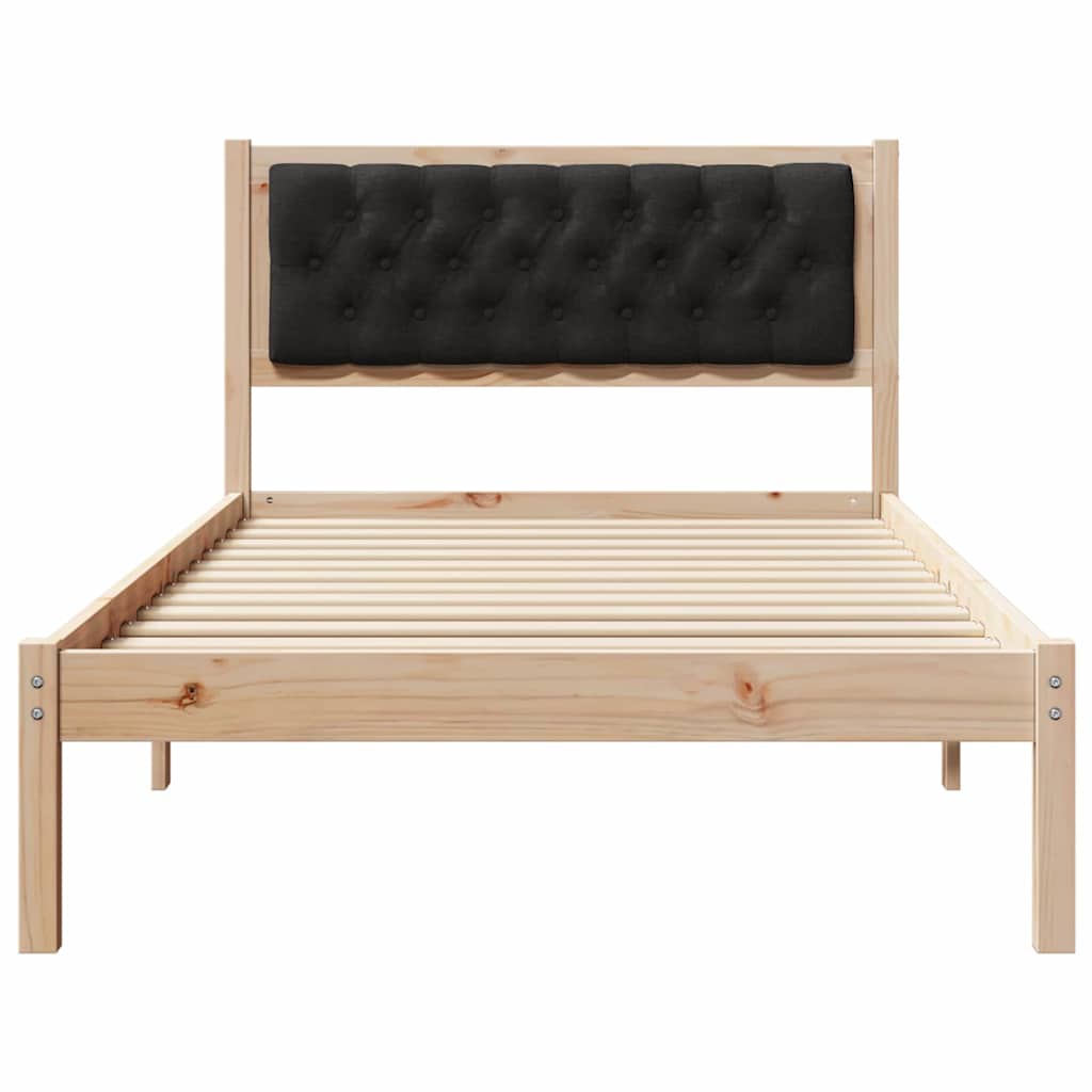 Ágykeret fejtámlával Fekete 100 x 200 cm Tömör fenyőfa