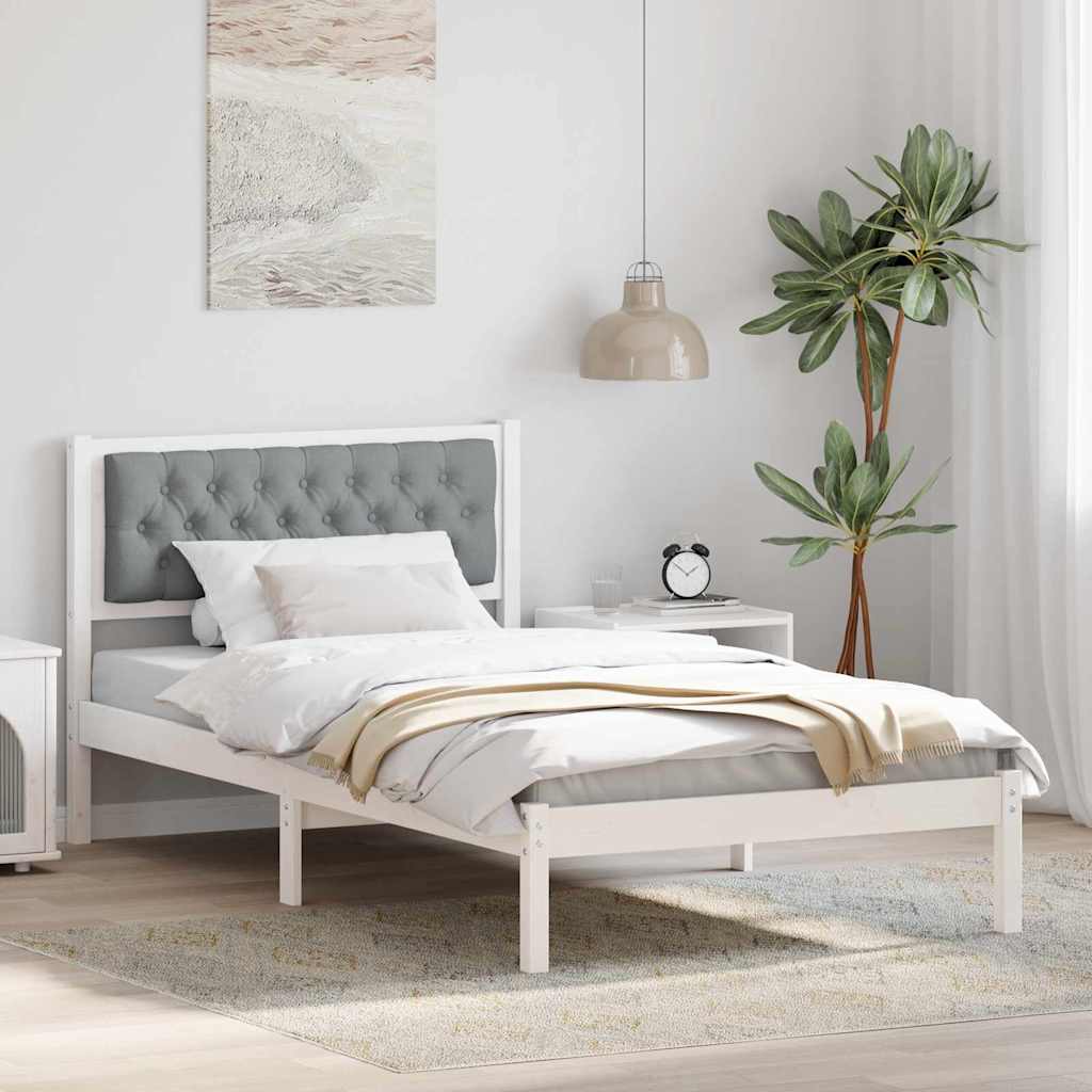 Ágykeret fejtámlával Világosszürke 100 x 200 cm Tömör fenyőfa