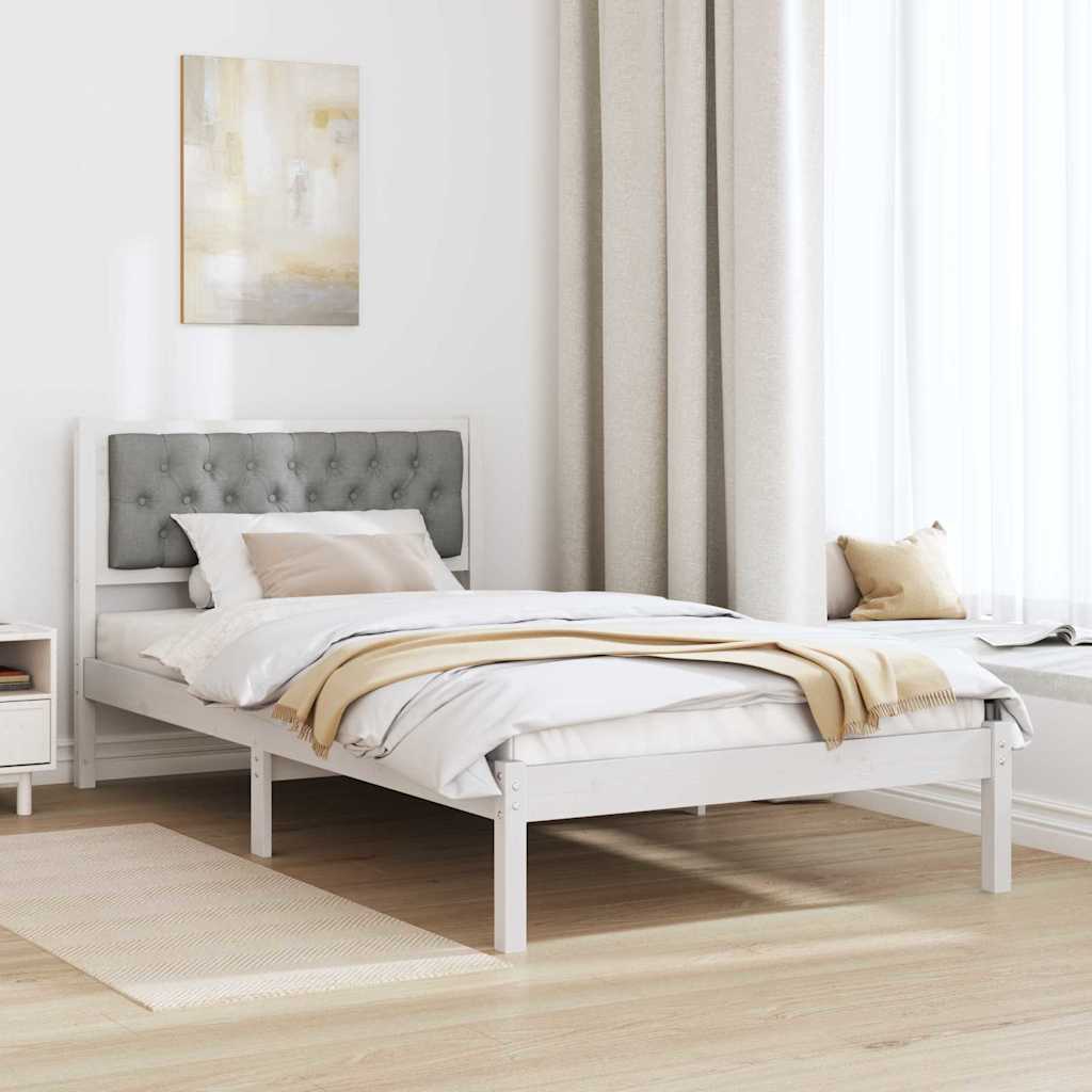 Ágykeret fejtámlával Világosszürke 100 x 200 cm Tömör fenyőfa