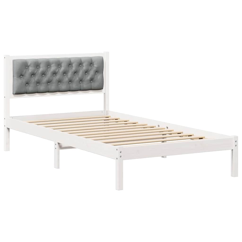Ágykeret fejtámlával Világosszürke 100 x 200 cm Tömör fenyőfa