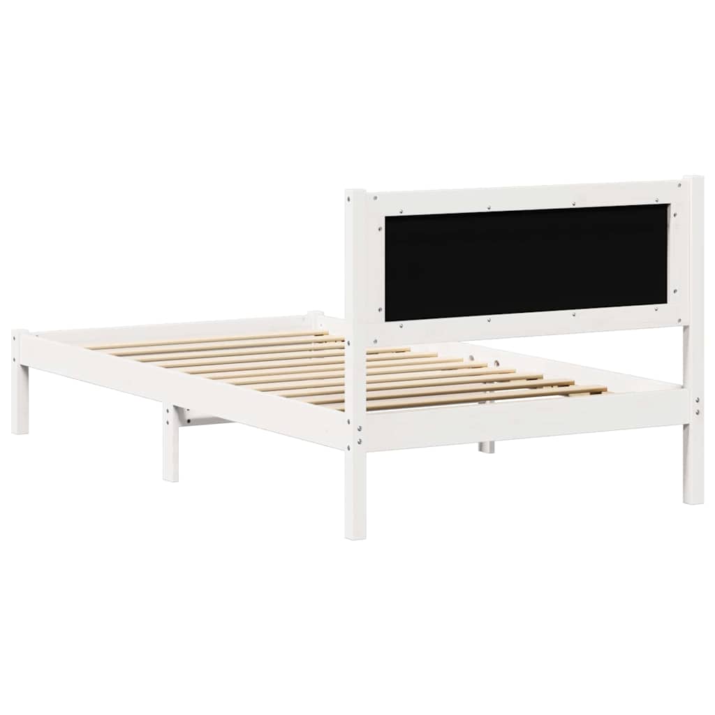 Ágykeret fejtámlával Világosszürke 100 x 200 cm Tömör fenyőfa