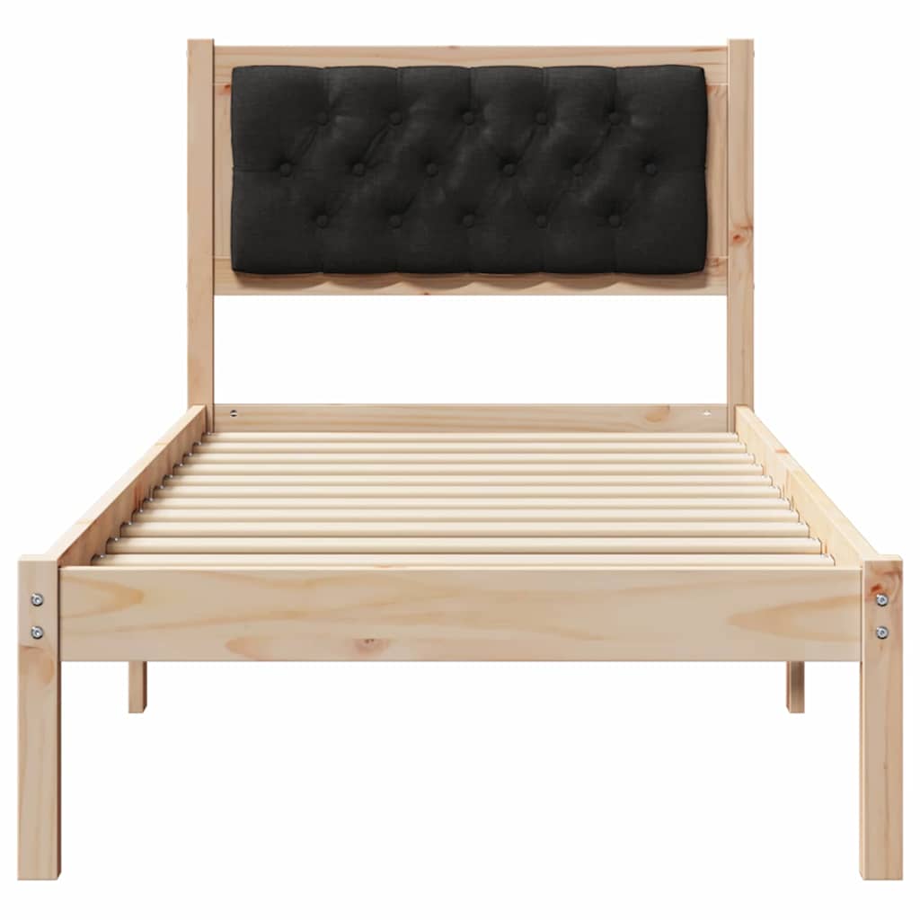 Ágykeret fejtámlával Fekete 90 x 200 cm Tömör fenyőfa