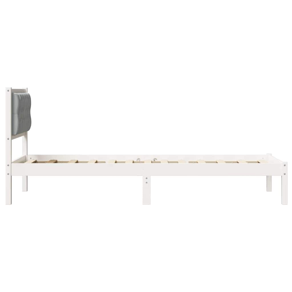Ágykeret fejtámlával Világosszürke 90 x 200 cm Tömör fenyőfa
