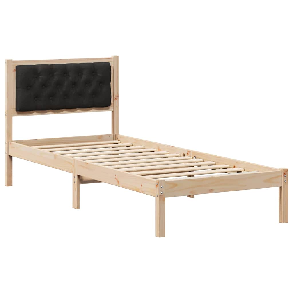 Ágykeret fejtámlával Fekete 80 x 200 cm Tömör fenyőfa