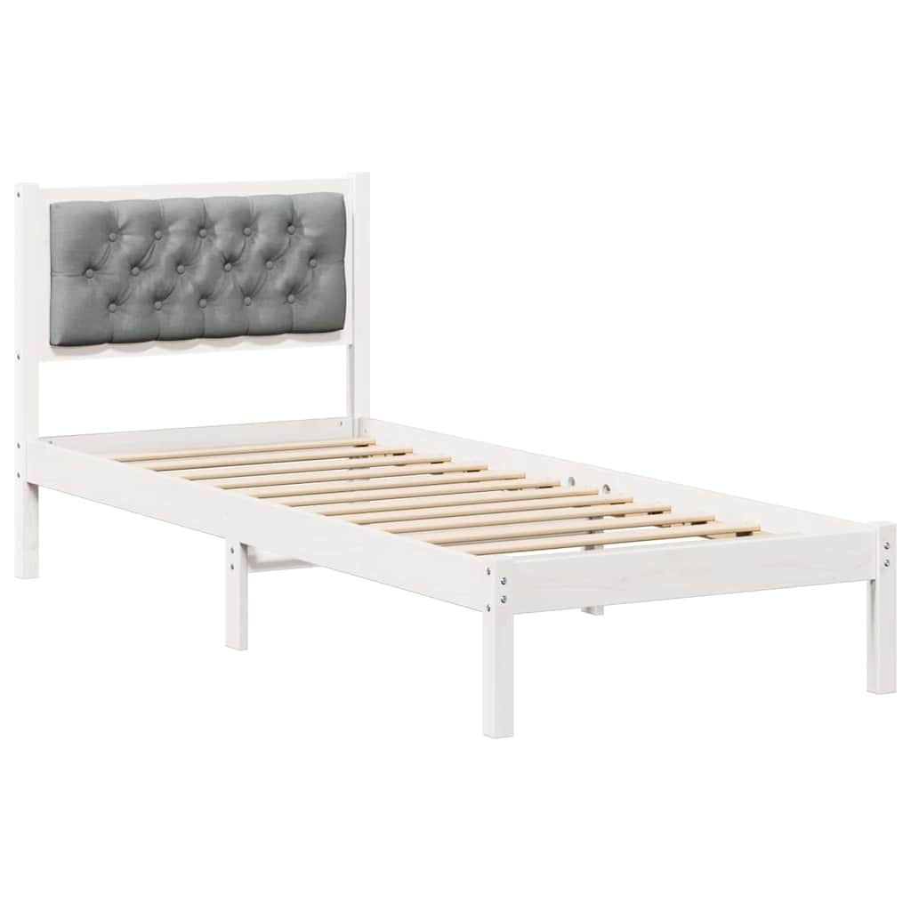 Ágykeret fejtámlával Világosszürke 80 x 200 cm Tömör fenyőfa