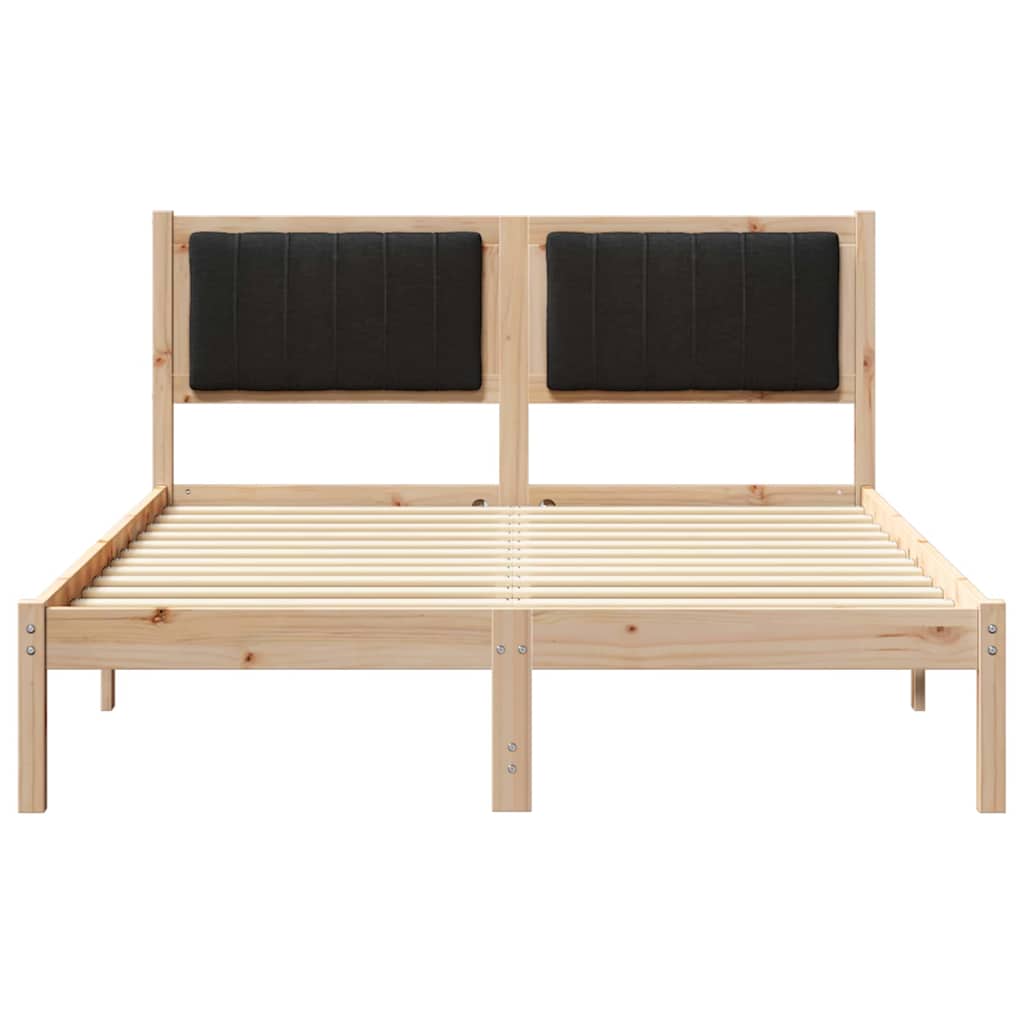Ágykeret Kárpitozott Fejtámlával Fekete 140 x 200 cm