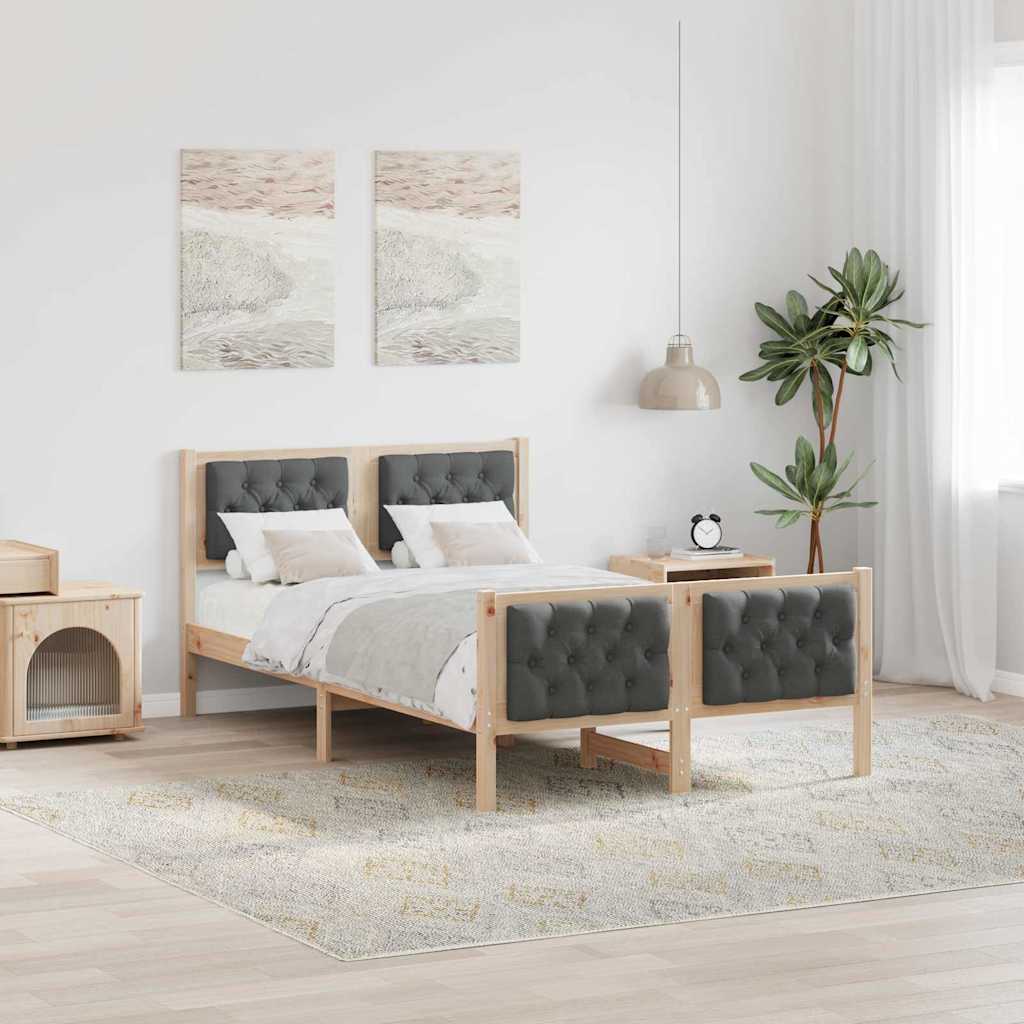 Ágykeret fejtámlával Sötétszürke 120 x 200 cm Tömör fenyőfa