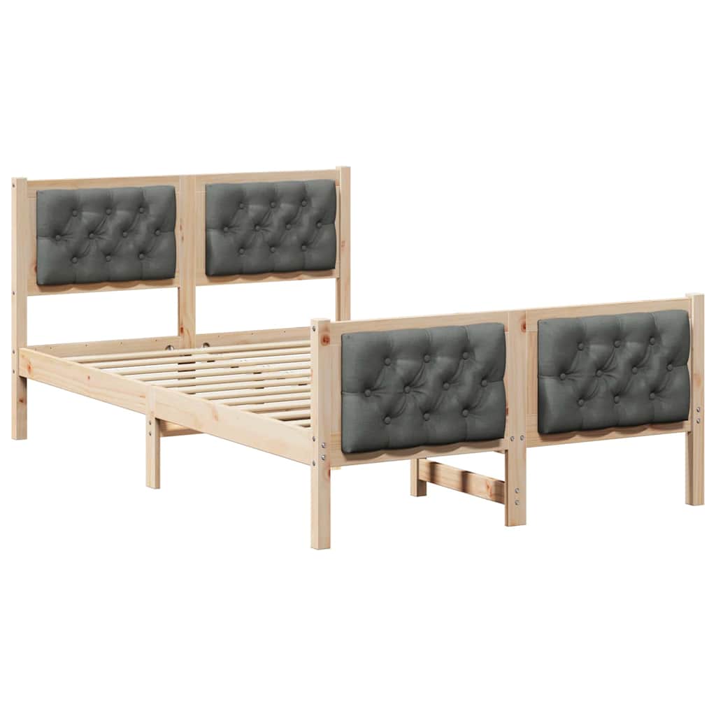 Ágykeret fejtámlával Sötétszürke 120 x 200 cm Tömör fenyőfa
