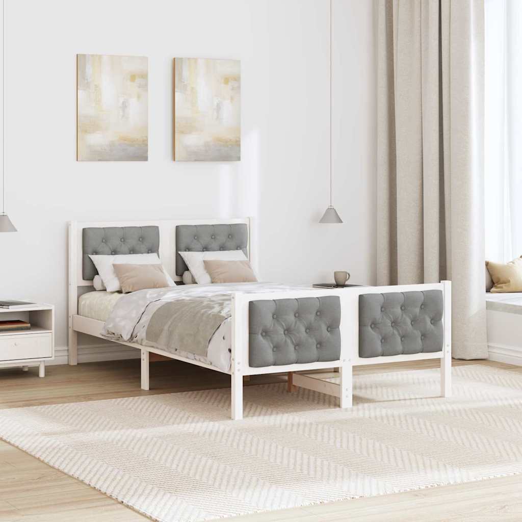 Ágykeret fejtámlával Világosszürke 120 x 200 cm Tömör fenyőfa