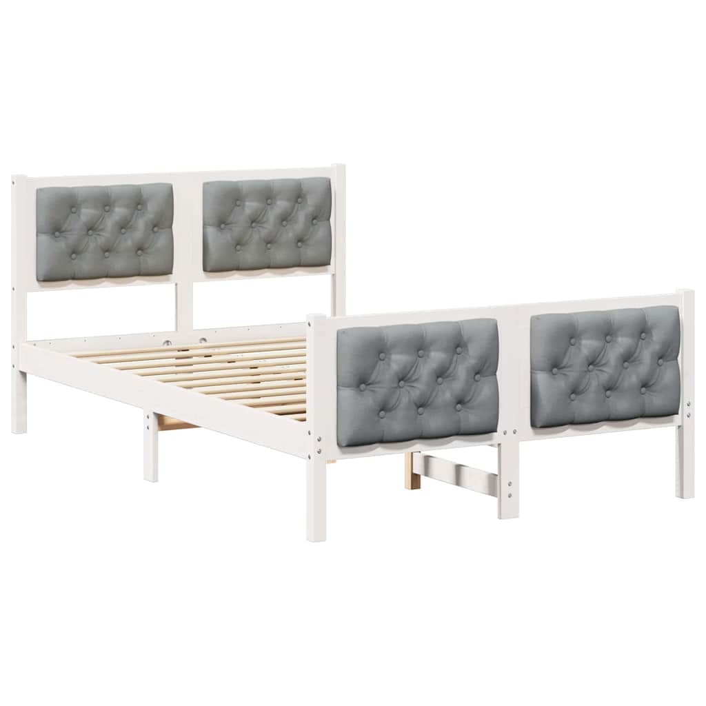 Ágykeret fejtámlával Világosszürke 120 x 200 cm Tömör fenyőfa