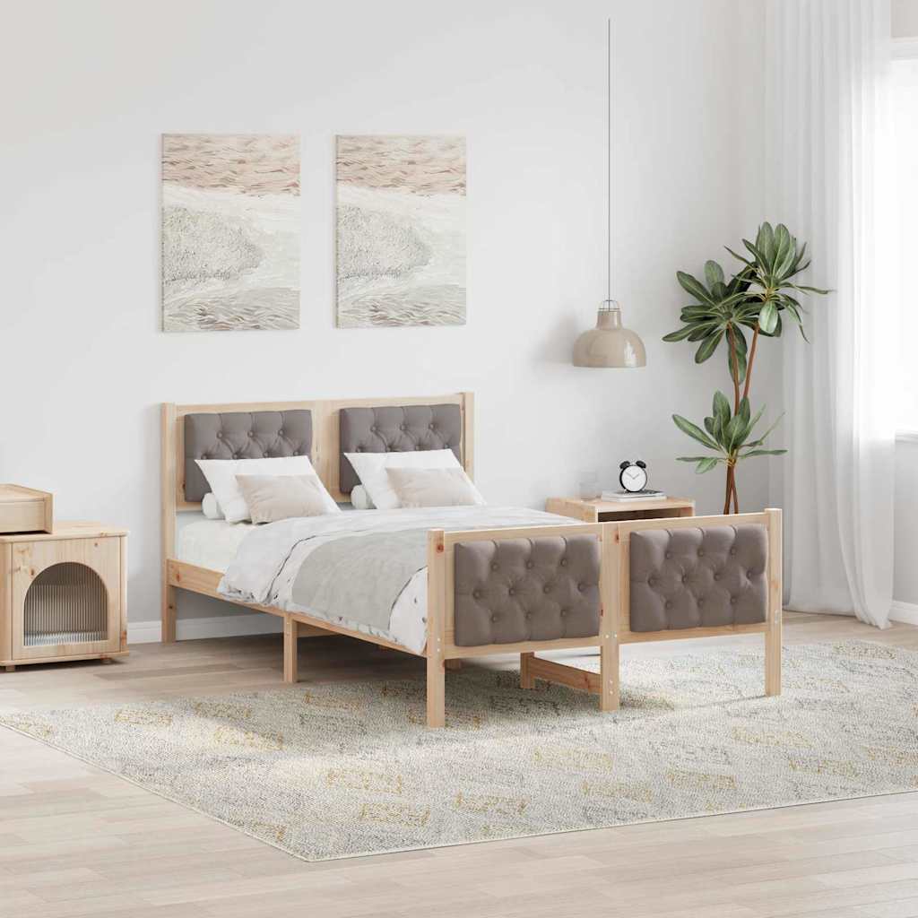 Ágykeret fejtámlával Tópszínű 135 x 190 cm Tömör fenyőfa