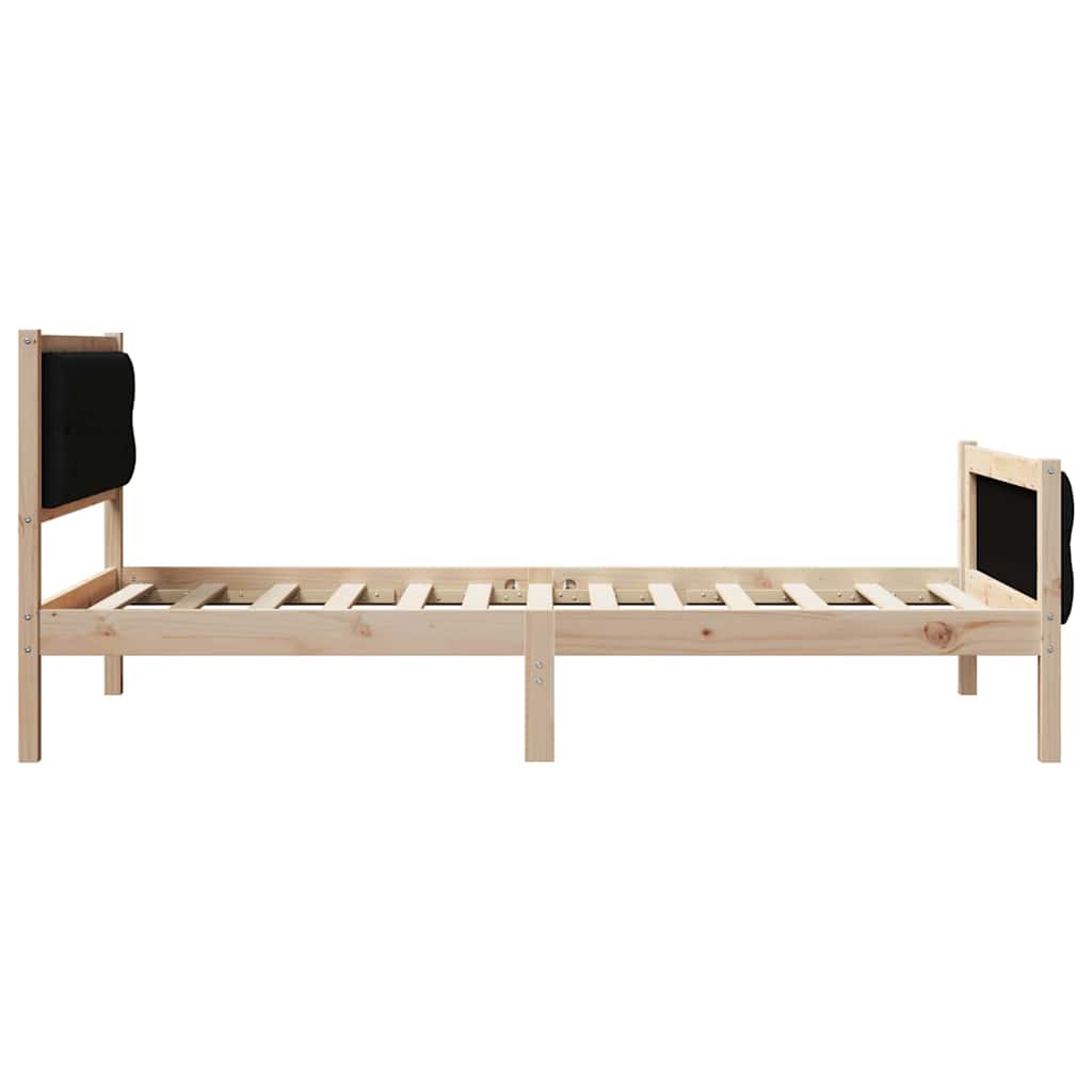 Ágykeret fejtámlával Fekete 100 x 200 cm Tömör fenyőfa