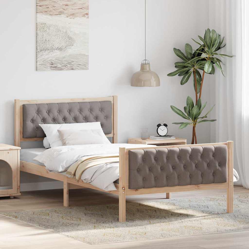 Ágykeret fejtámlával Tópszínű 100 x 200 cm Tömör fenyőfa