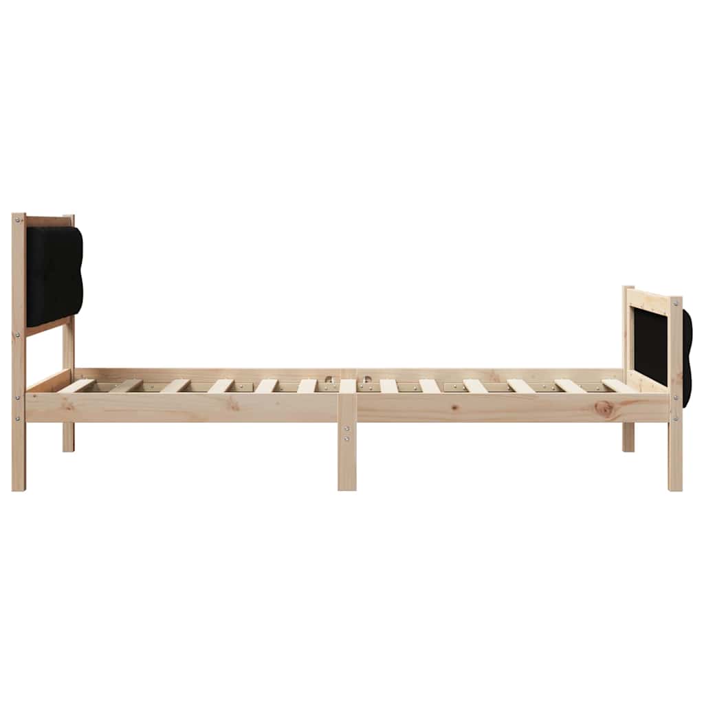 Ágykeret fejtámlával Fekete 90 x 200 cm Tömör fenyőfa