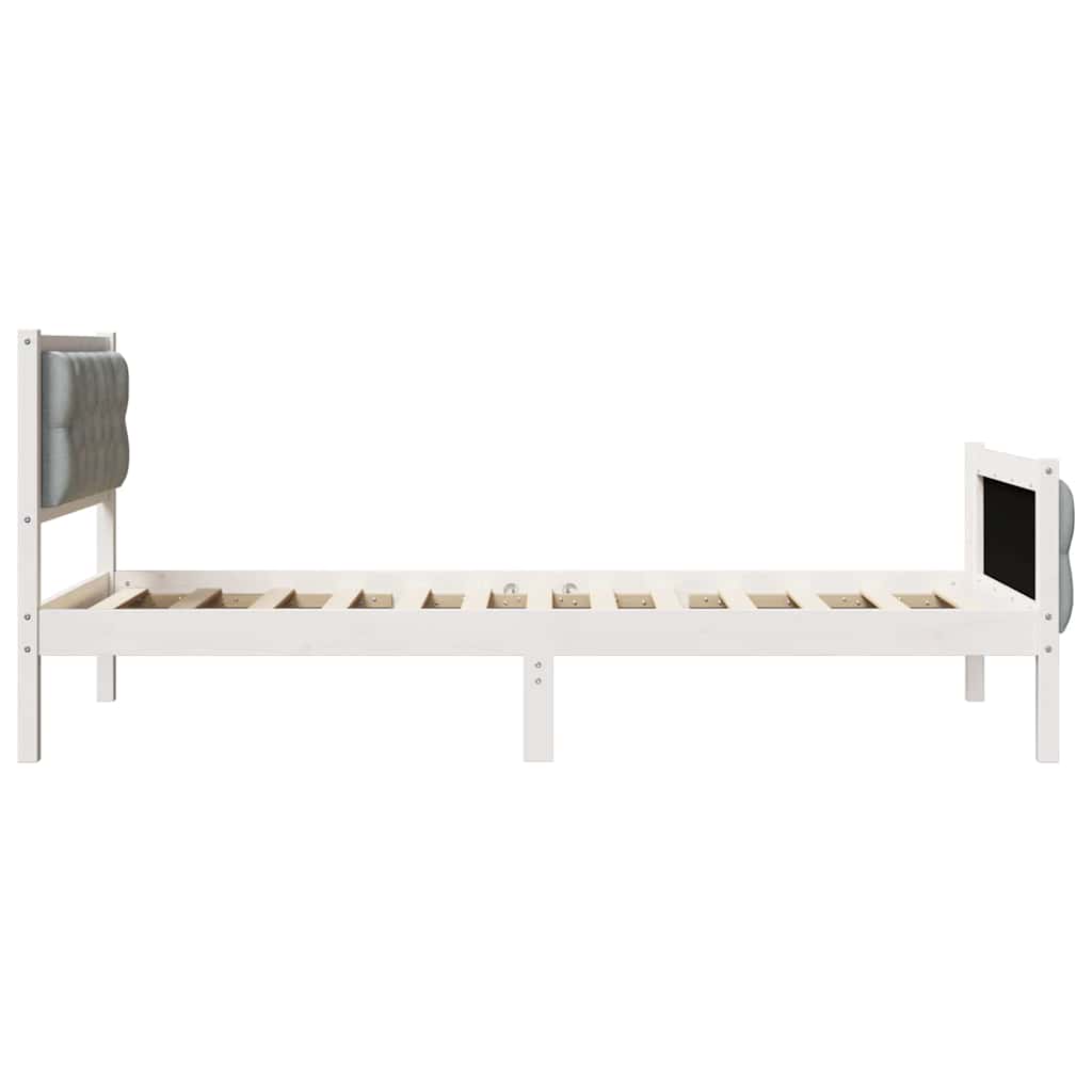 Ágykeret fejtámlával Világosszürke 90 x 200 cm Tömör fenyőfa