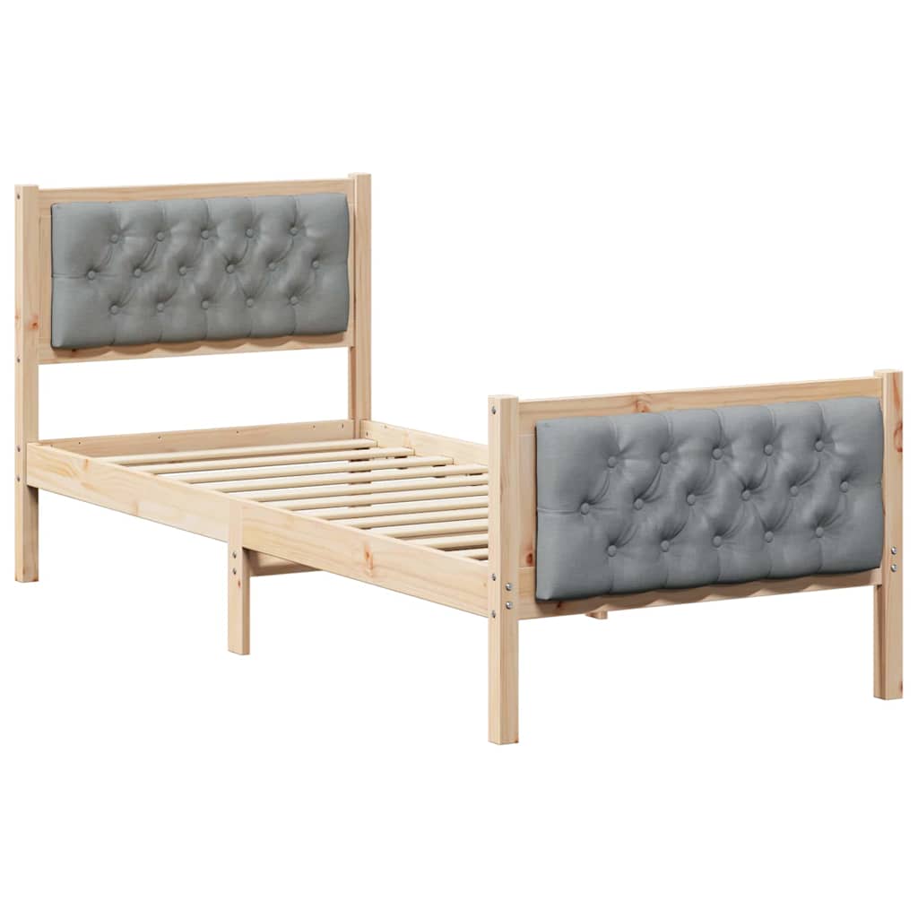 Ágykeret fejtámlával Világosszürke 80 x 200 cm Tömör fenyőfa