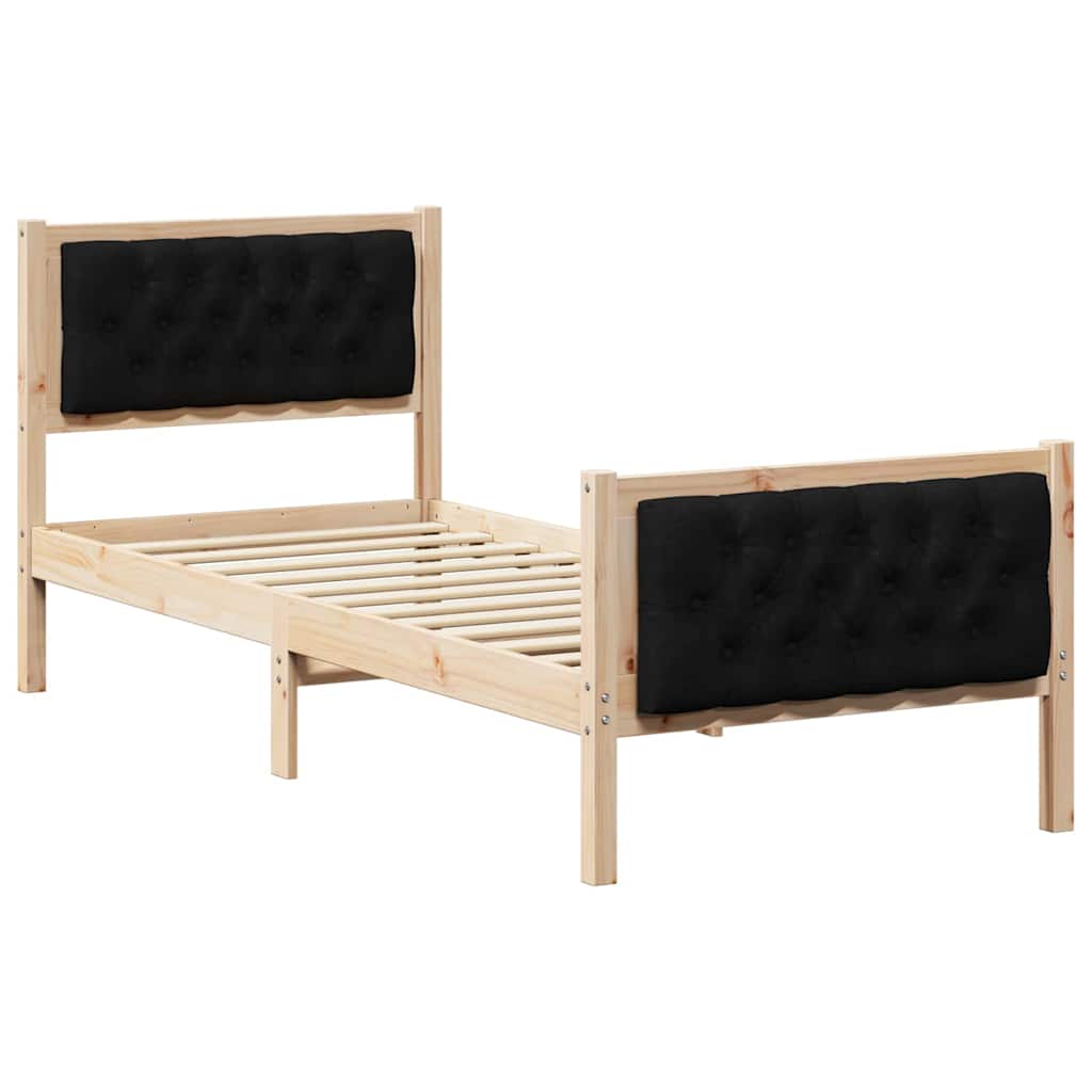 Ágykeret fejtámlával Fekete 80 x 200 cm Tömör fenyőfa