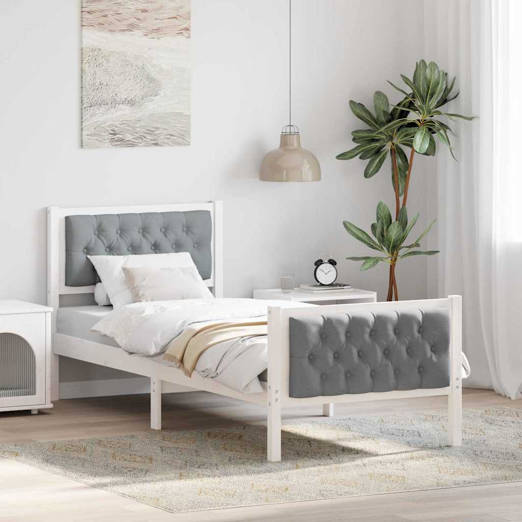 Ágykeret fejtámlával Világosszürke 80 x 200 cm Tömör fenyőfa