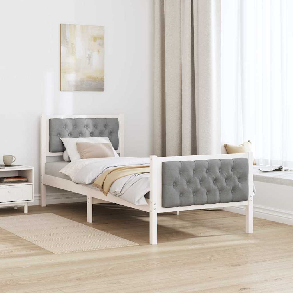 Ágykeret fejtámlával Világosszürke 80 x 200 cm Tömör fenyőfa