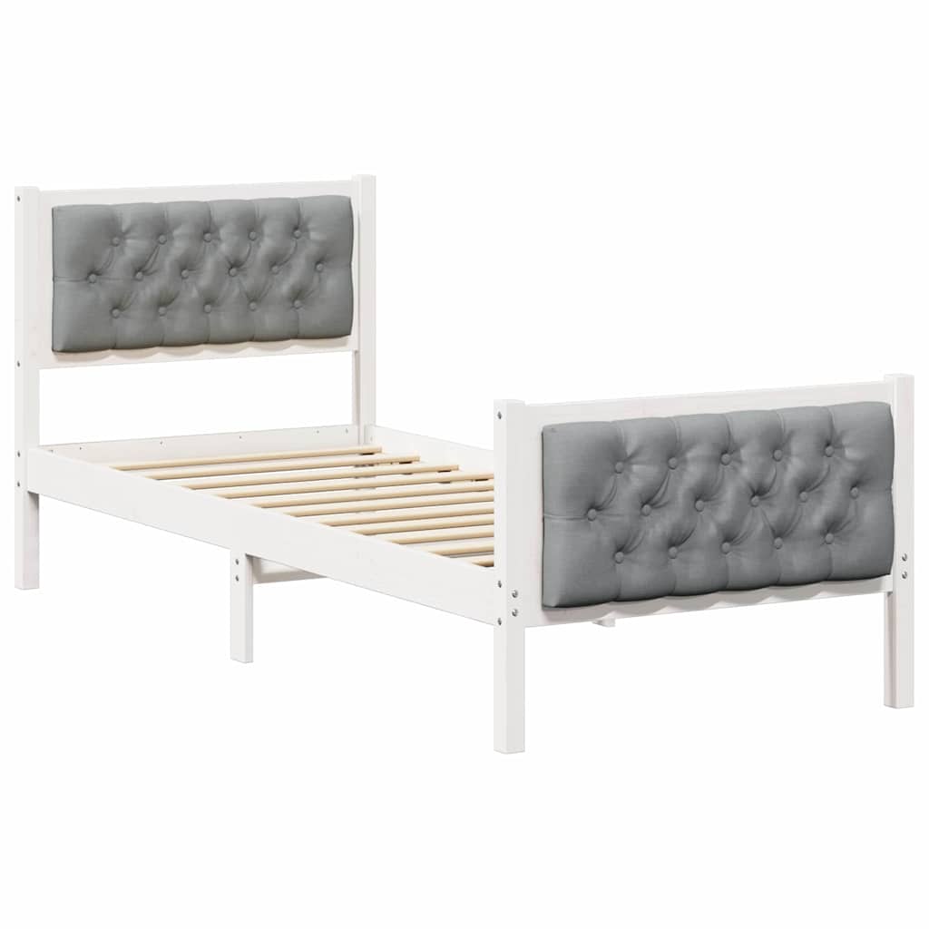 Ágykeret fejtámlával Világosszürke 80 x 200 cm Tömör fenyőfa