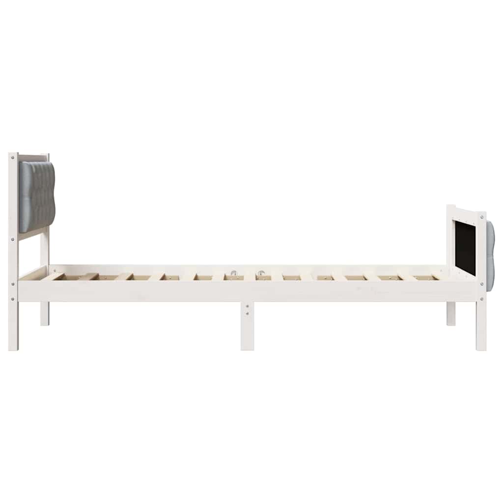 Ágykeret fejtámlával Világosszürke 80 x 200 cm Tömör fenyőfa